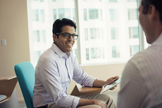 office colleagues talking