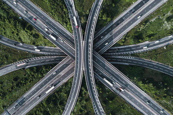 highway flyovers from above